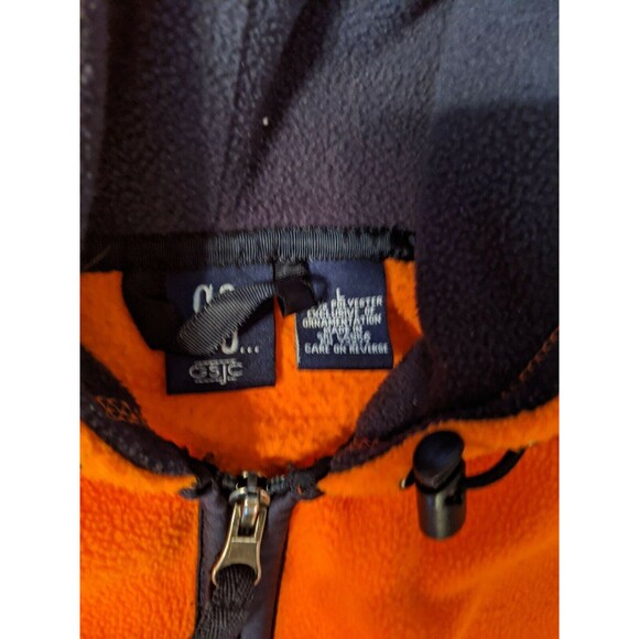 SO Jacket Boys Large Orange Fleece Long Sleeve  with Zipper Hooded Navy  14 16 - Picture 2 of 4